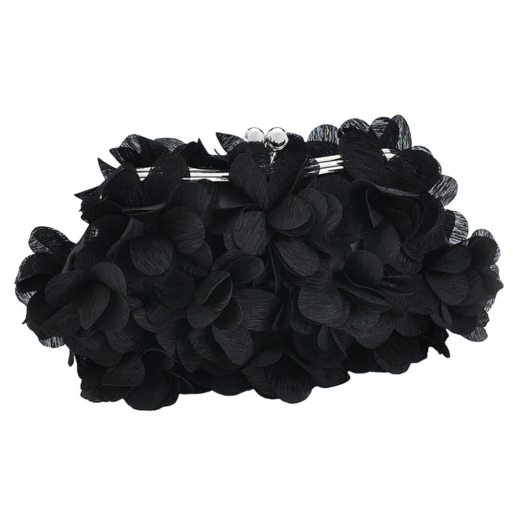 6634 Black Clutch Purses Evening Bags Formal Floral Clutch Wedding Cocktail